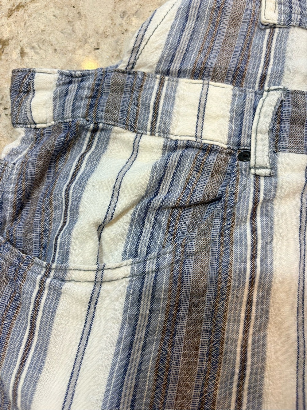 Free People Blue and White Striped Linen Romper - Picture 3 of 10